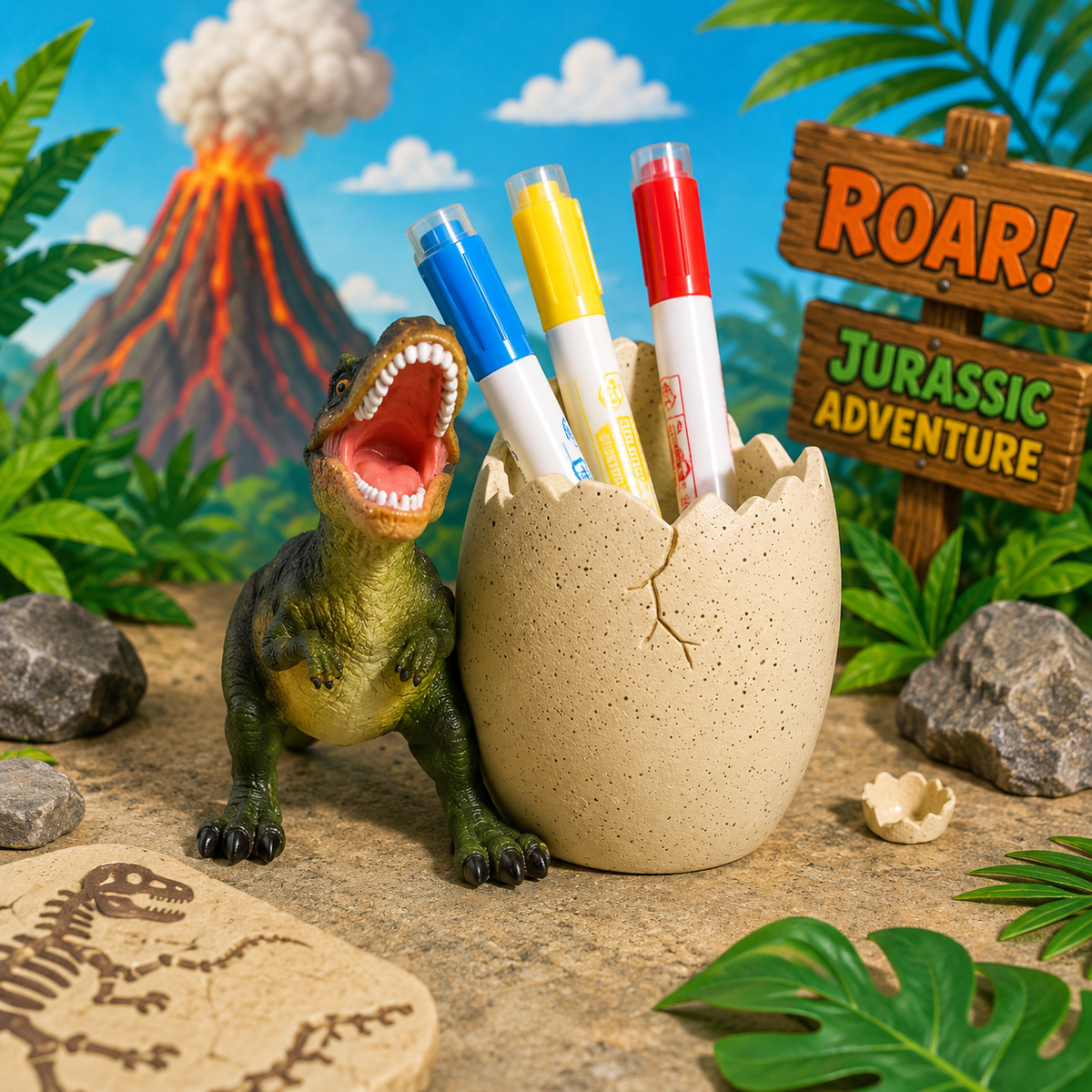 T-Rex Dinosaur Egg Resin Pen Holder