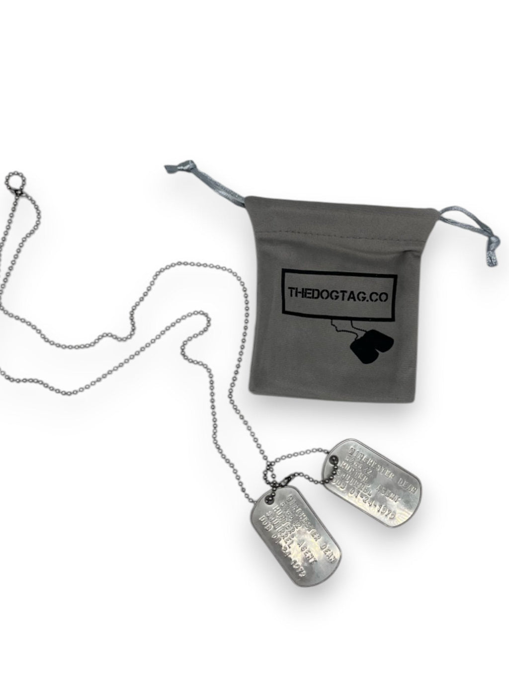 'DEAN WINCHESTER' Military Dog Tags - Cosplay Costume Prop Replica - Stainless Steel Chains Included
