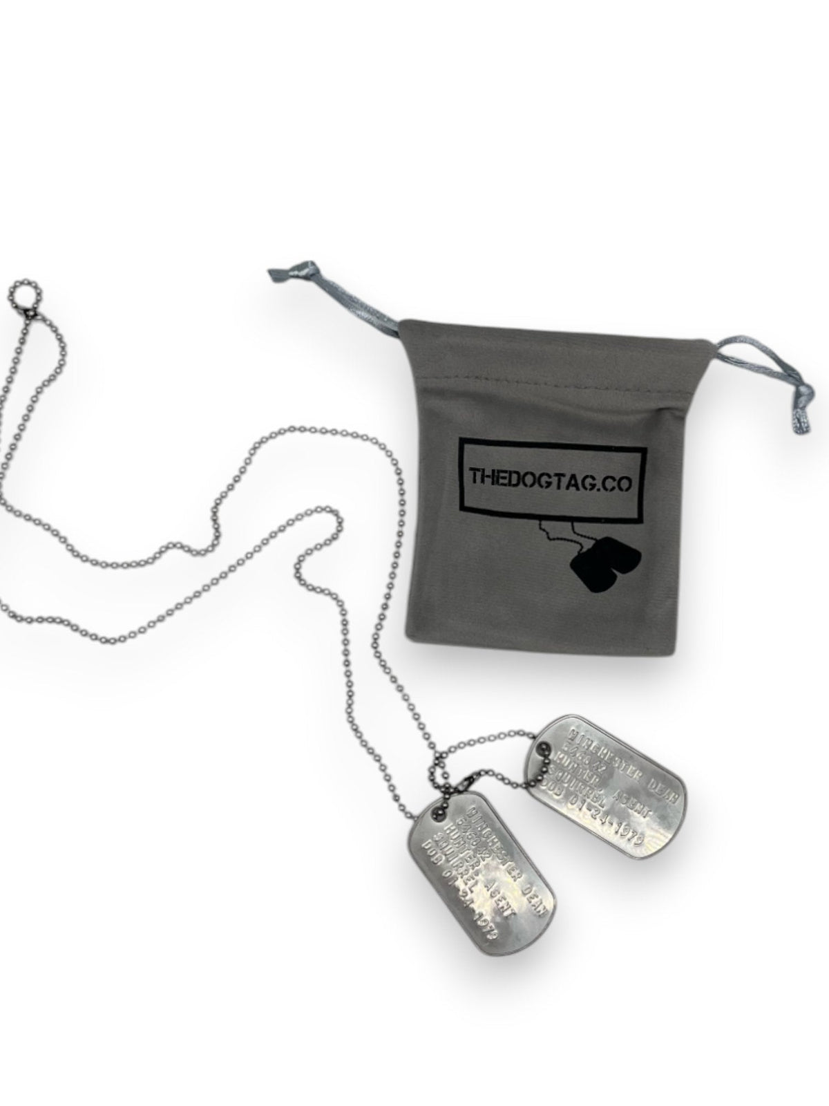 'DEAN WINCHESTER' Military Dog Tags - Cosplay Costume Prop Replica - Stainless Steel Chains Included