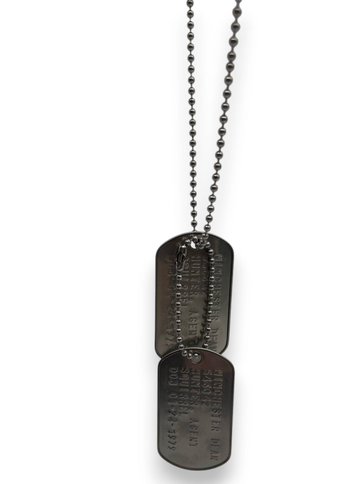 'DEAN WINCHESTER' Military Dog Tags - Cosplay Costume Prop Replica - Stainless Steel Chains Included