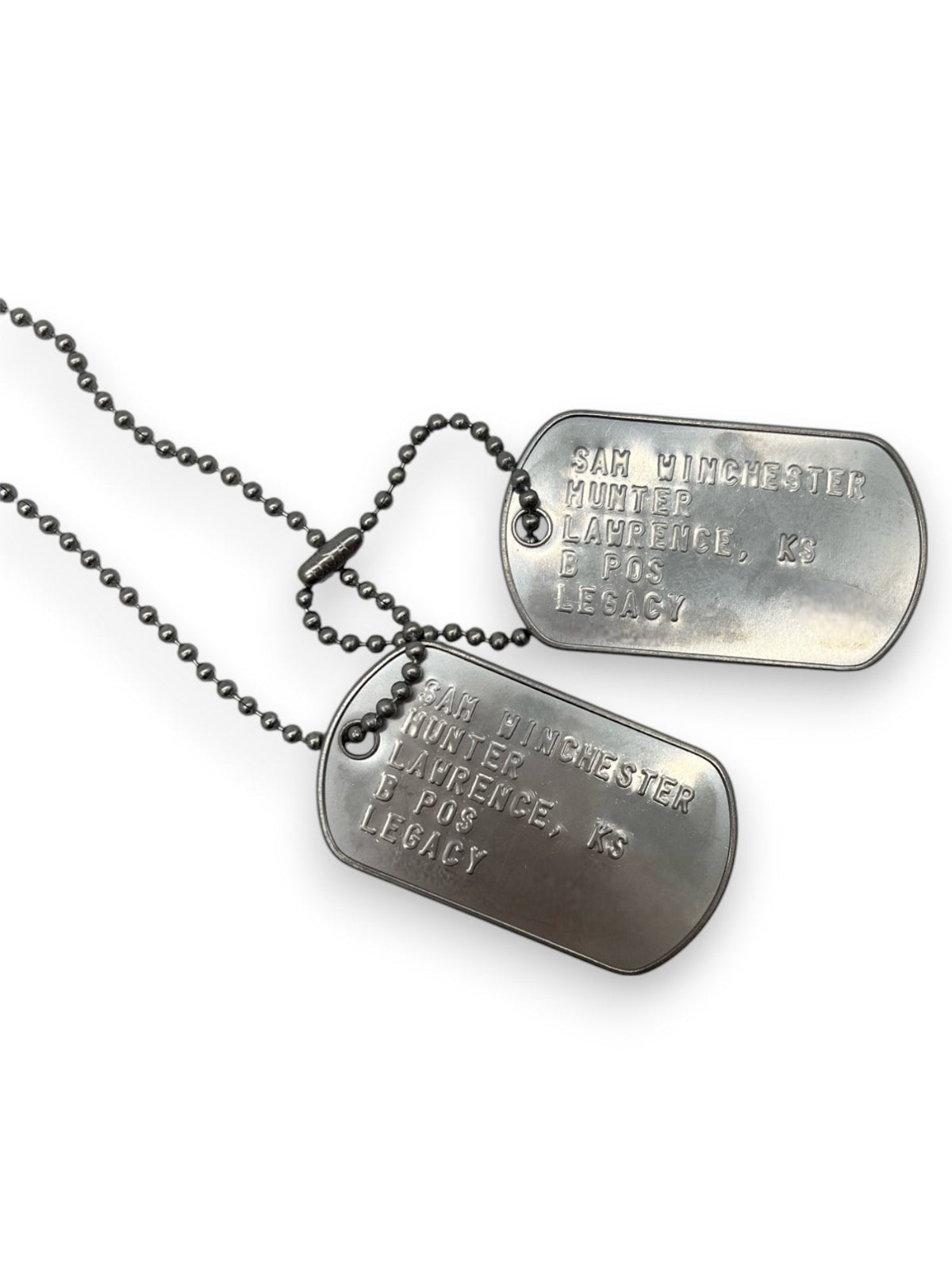'SAM WINCHESTER' Military Dog Tags - Cosplay Costume Prop Replica - Stainless Steel Chains Included